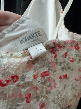 Rodarte for Target Floral Lace Slip Dress - Cream with Pink & Red Flowers